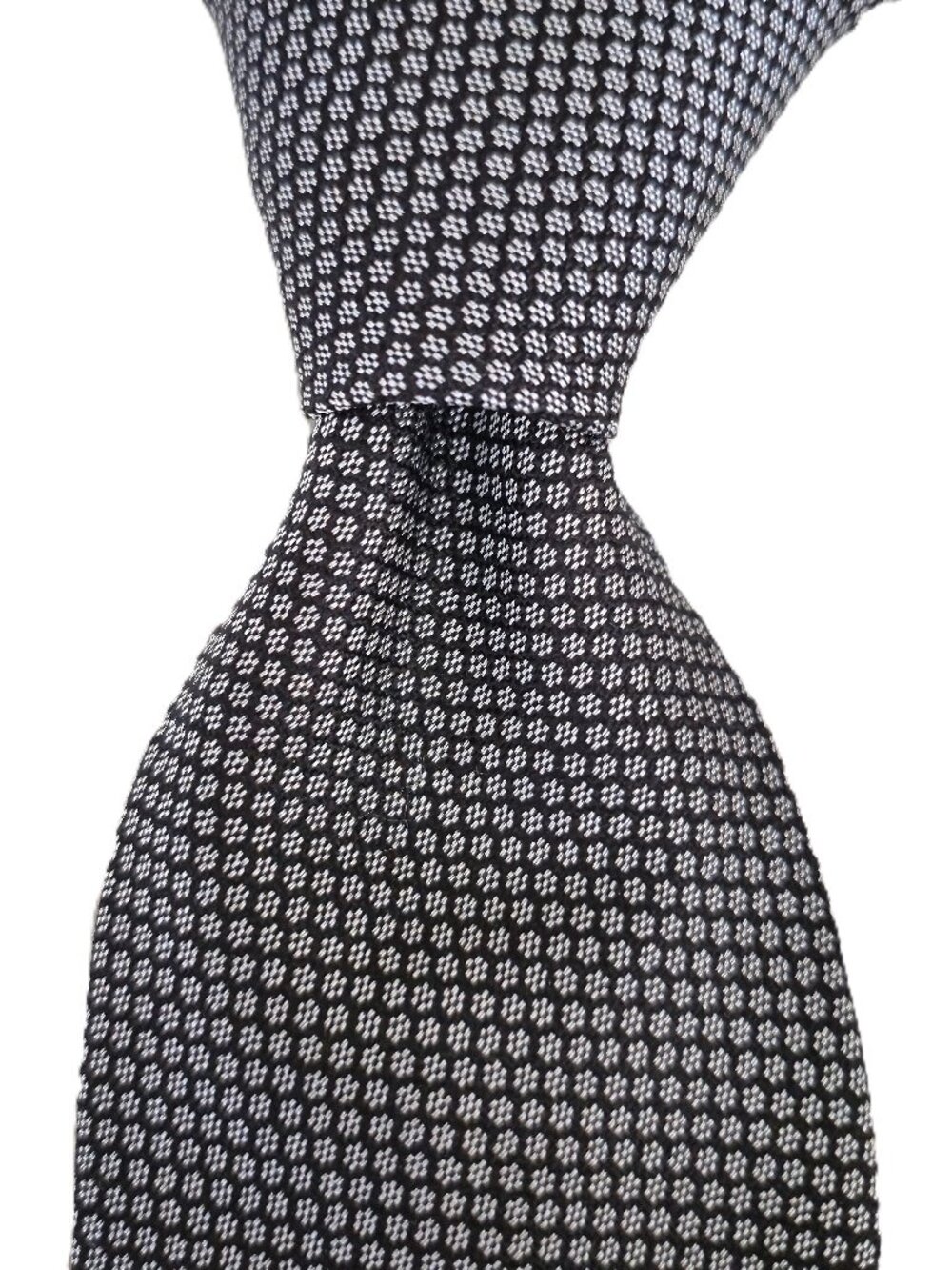 NWT TOM FORD Black Silver Checked Woven Silk Tie Italy $270